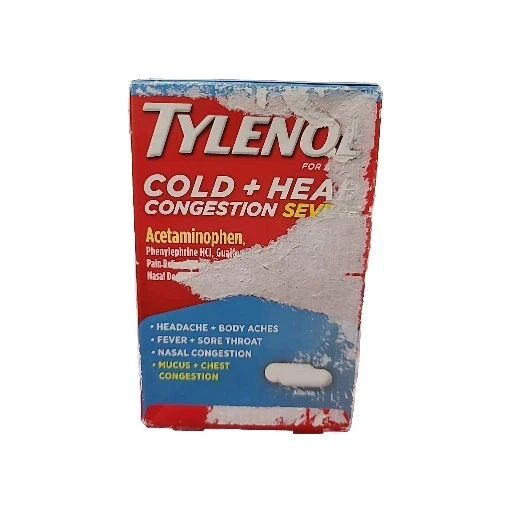 Comprimidos de medicamentos graves Tylenol para congestión de cabeza + frío, 24 quilates caducidad 09/2026 Foto 1 de 1