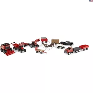 Deluxe 20 Piece Case IH Tractor Toy Set - Includes Vehicles, Wagons, and Animals - Picture 1 of 4