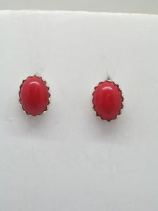 Orecchini a lobo in ARGENTO 925 con Pietra rossa - imitazione corallo - - Imagen 1 de 4