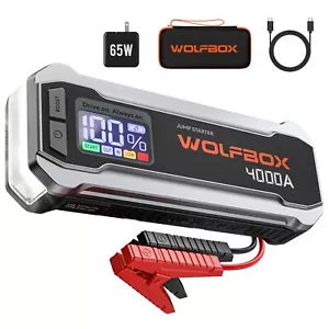 WOLFBOX 4000A Jump Starter,12V Car Battery Jump Starter with 65W Quick Charger - Foto 1 di 9