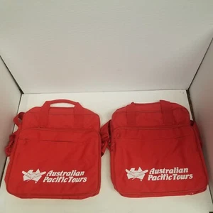 Vintage Australian Pacific Tours Red Travel Luggage Bag Lot of 2, LOOK  - Picture 1 of 7