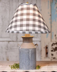 Milk Jug Lamp with Gray Check Shade by Irvin's - Picture 1 of 1