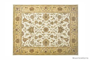 New Hanan Gold Ivory Oriental Oushak Hand-Tufted 100% Wool Soft Area Rug Carpet - Picture 1 of 8