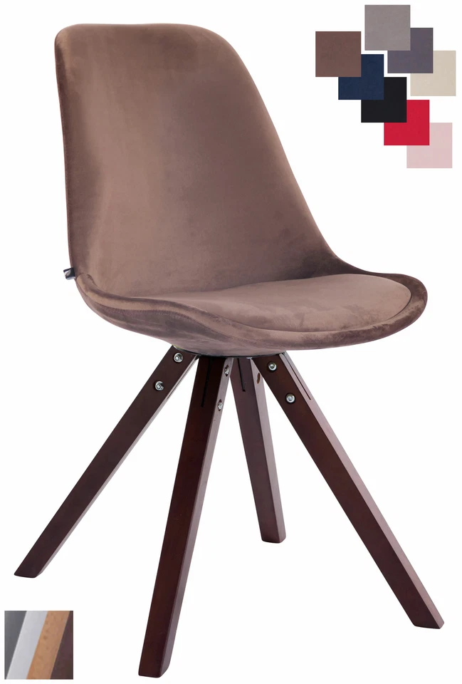 CLP Besucherstuhl Toulouse Samt Square Esszimmerstuhl Polsterstuhl Lehnstuhl Stuhl