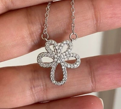 Beautiful Women's Platinum Plated AAA Zircon inlay 925 Flower Pendant - Изображение 1 из 4