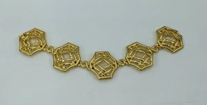 Vintage Monet Chunky Gold-tone Geometric Statement Bracelet 7" - Bild 1 von 5
