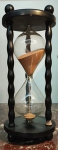 Antique French Solid Wood and Glass Marine Hourglass Old Sand Timer 19th Century - Picture 1 of 5