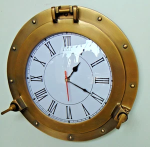 Antique Marine Brass Ship Porthole Clock Nautical Wall Clock Home Decorative - Picture 1 of 15