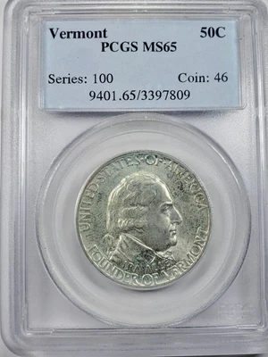 1927 Vermont Commemorative Half Dollar : PCGS MS65 - Image 1 of 4