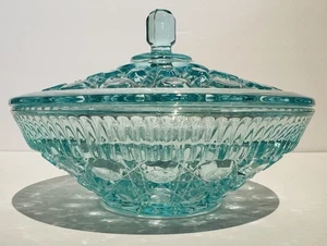 Vintage Indiana Glass Light Aqua Color Candy Dish - Picture 1 of 4