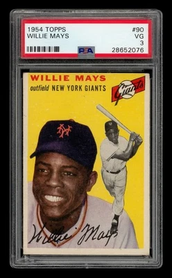 1954 Topps Set-Break # 90 Willie Mays PSA 3 en muy buena condición Foto 1 de 3