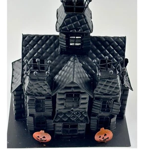 Haunted House Metal Candle Holder - Black Gothic Halloween Centerpiece - Picture 1 of 10