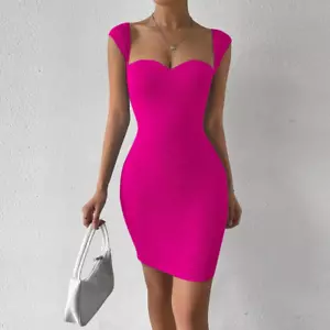 Women's Sexy Ruched Bodycon Mini Dress Mesh Sleeveless Club Party Short Dresses - Picture 1 of 14