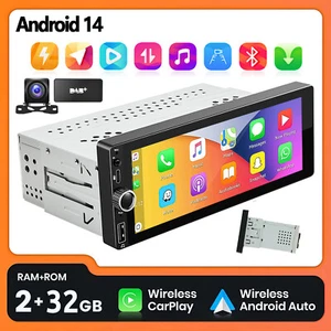 Autoradio 1DIN mit RDS/NAVI/WIFI/BT Android 14 Wireless CarPlay Touchscreen DAB+ - Bild 1 von 14