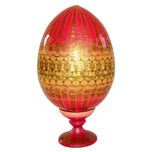 Oeuf en bois decore fils Or - Oeuf Collection Les Tulipes/ oeuf de Paque en bois - Imagen 1 de 2