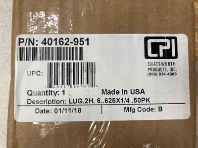 Qty 50 CPI Compression Lug Two-Hole #6 Cable 40162-951 - New NIB - Image 1 of 3