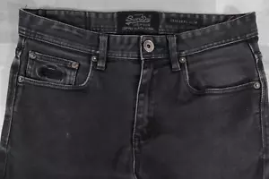 Pantalones de mezclilla SuperDry CORPORAL SLIM elásticos rectos negros para hombre W31 L30 - Imagen 1 de 16
