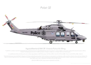 AW139 VH-PVR POL32 2023 - A3+ Profile Print - Foto 1 di 4
