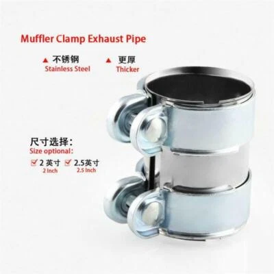 2" Motorcycle Downpipe B Pipes Muffler V-Band Clamps + Screws Stainless Steel - Image 1 of 4