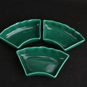 3 Stoneware Green Glaze Condiment Serving Bowls - Picture 1 of 9