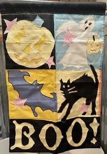 Halloween Flagge mit Geist, Katze, Fledermaus, Jack O Laterne - Bild 1 von 6