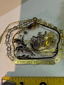 Nation's Treasures Christmas Ornament St Thomas Virgin Islands Brass 24K Plated - Picture 1 of 6
