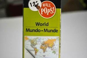 Brewster Wall Pops WPE99074 Peel & Stick World Dry-Erase Map with Marker Maps - Picture 1 of 3