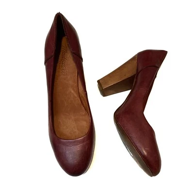 Женские сливы кожаные туфли-лодочки Madewell 7,5 THE FRANKIE на массивных каблуках - Изображение 1 из 4