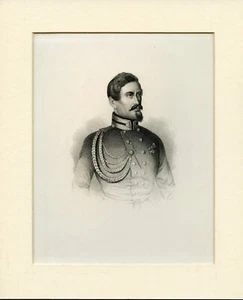SPANIEN - UNBEKANNTER OFFIZIER - STAHLSTICH UM 1850 - Bild 1 von 2
