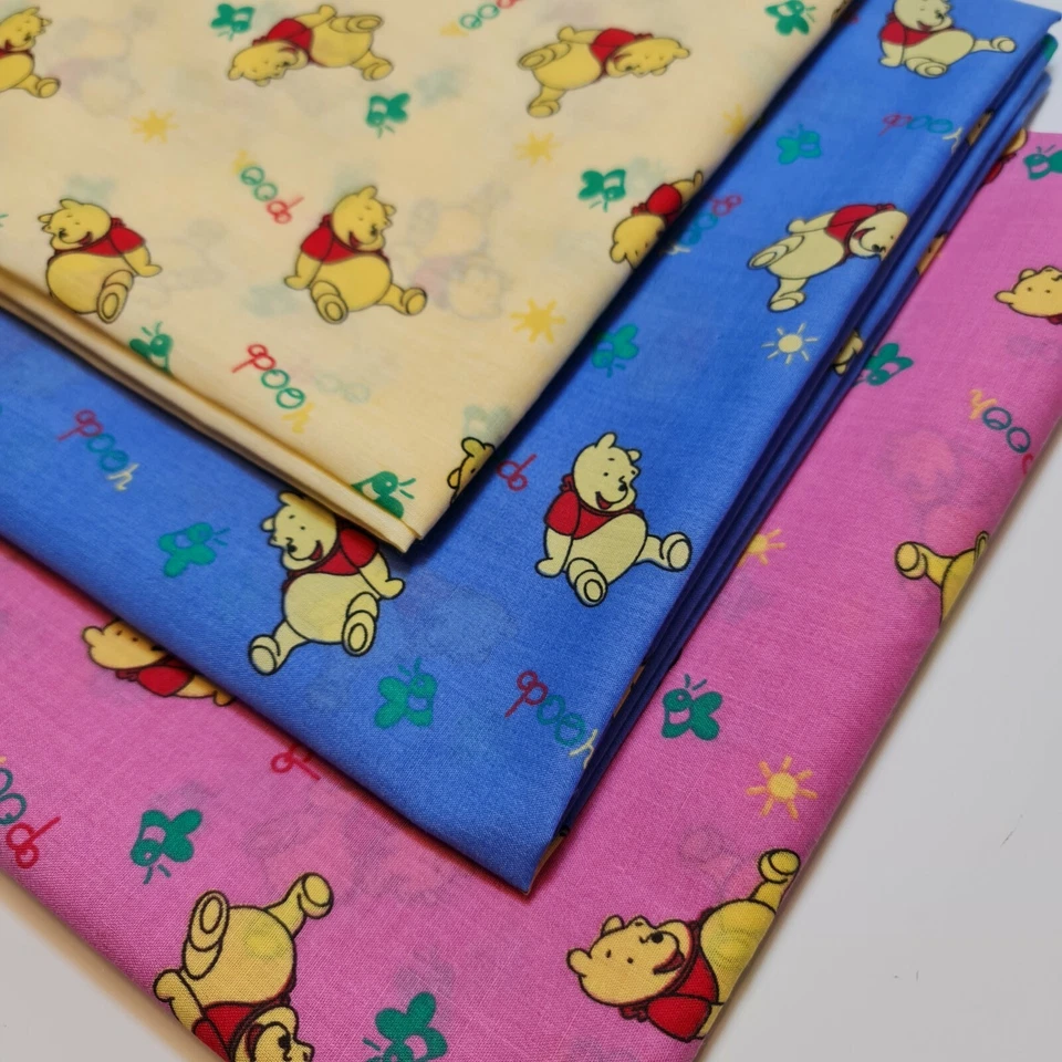 TEXTILE STATION WINNIE THE POOH BEAR POLY COTTON FABRIC CRAFT DRESS QUILTING MATERIAL 44" METER