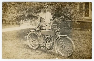 RPPC Motorrad "Harley Davidson" Herren mit Mütze Brille Handschuhe - Bild 1 von 2
