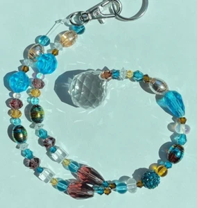 Perlen Sonnenfänger Rückspiegel Ornament blau braun Kristall Prisma Auto Charm - Bild 1 von 10