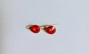 💎 Kristall Rubin Rivolis, 24k vergoldet Sterling Silber Ohrhänger - Bild 1 von 1