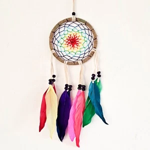 Macramo acchiappasogni auto decorativa fatta a mano Boho bohémien - Foto 1 di 9