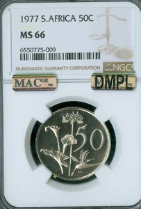1977 SOUTH AFRICA 50 CENTS NGC MS66 MAC DMPL & SPOTLESS . - Picture 1 of 2