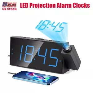 180° Rotatable LED Digital Projection Alarm Clocks M Radio, RED DISPLAY for Home - Picture 1 of 12