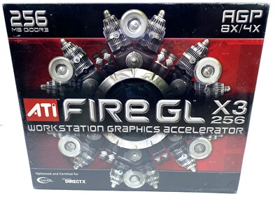 ATI Radeon FireGL Fire GL X3 256MB AGP PC 视频显卡零售盒 全新 — 第 1/3 张图片