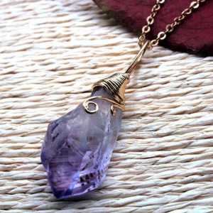 Wholesale 5pcs Natural Amethyst Stone Irregular Shape Charms Pendants Necklace - Picture 1 of 9