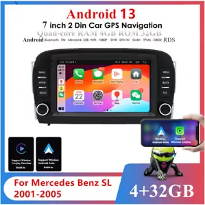 7" For 01-05 SL R230 SL350 SL500 SL55 SL600 SL65 Stereo Radio GPS Navi 4+32GB FM - Picture 1 of 24
