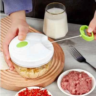 400ml Manual Meat Mincer Hand Pull Rope Chopper Garlic Onion Crusher Tool - Image 1 of 4