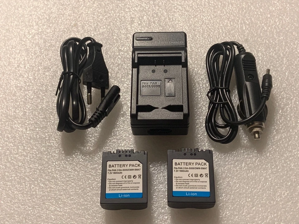 Chargeur+ 2 Batteries 1600mAh type CGR-S006E/1B DMW-BMA7 Pour Lumix DMC-FZ7 - Photo 1/1