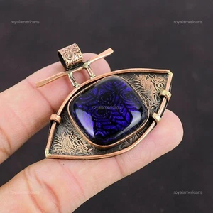 Friendship Day Sale Dichroic Glass Gemstone Copper Christmas Pendant Jewelry - Picture 1 of 6
