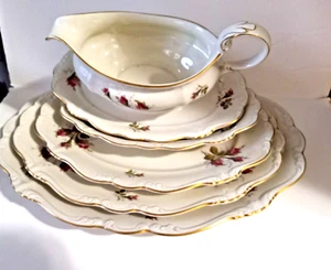 ROSENTHAL POMPADOUR MOSS ROSE PATTERN 5 PIECE HOSTTESS SERVING SET - Picture 1 of 9