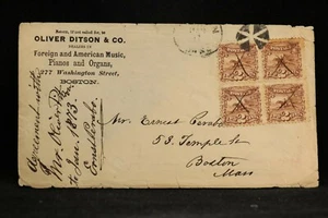Massachusetts: Boston 1873 #113 4er Block Ditson Musik Werbecover - Bild 1 von 2