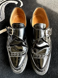 George Cox Shoes Mens Monk Black Patent Leather - Picture 1 of 7