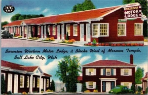 Western Motor Lodge Salt Lake City Utah Vintage Leinen Postkarte B36. - Bild 1 von 2