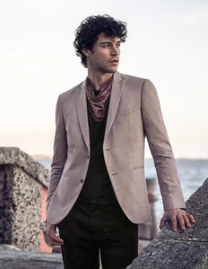 $1498 NWT New John Varvatos Linen and Silk Peak Lapel Blazer Jacket EU48 US38 - Picture 1 of 8