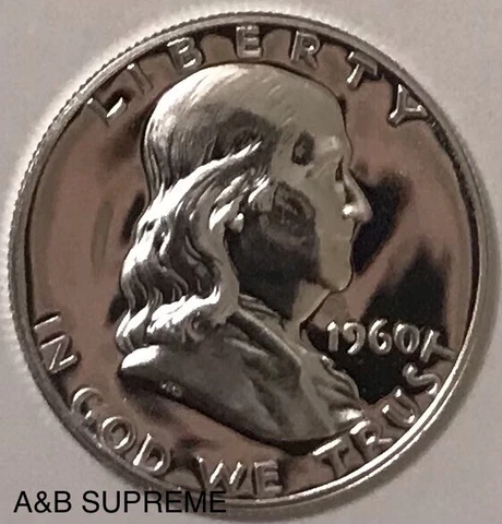 1960 Franklin Half Dollar Gem Proof 90% Silver Cover