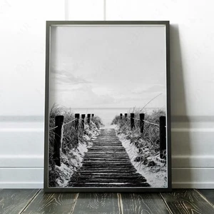 Beach Boardwalk Ocean Sunset surfing ocean beach decor Wall Art Poster Print - Picture 1 of 4