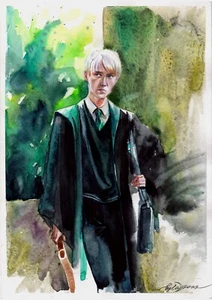 Original Watercolor Painting Draco Malfoy Wall Art Harry Potter Painting - Picture 1 of 2